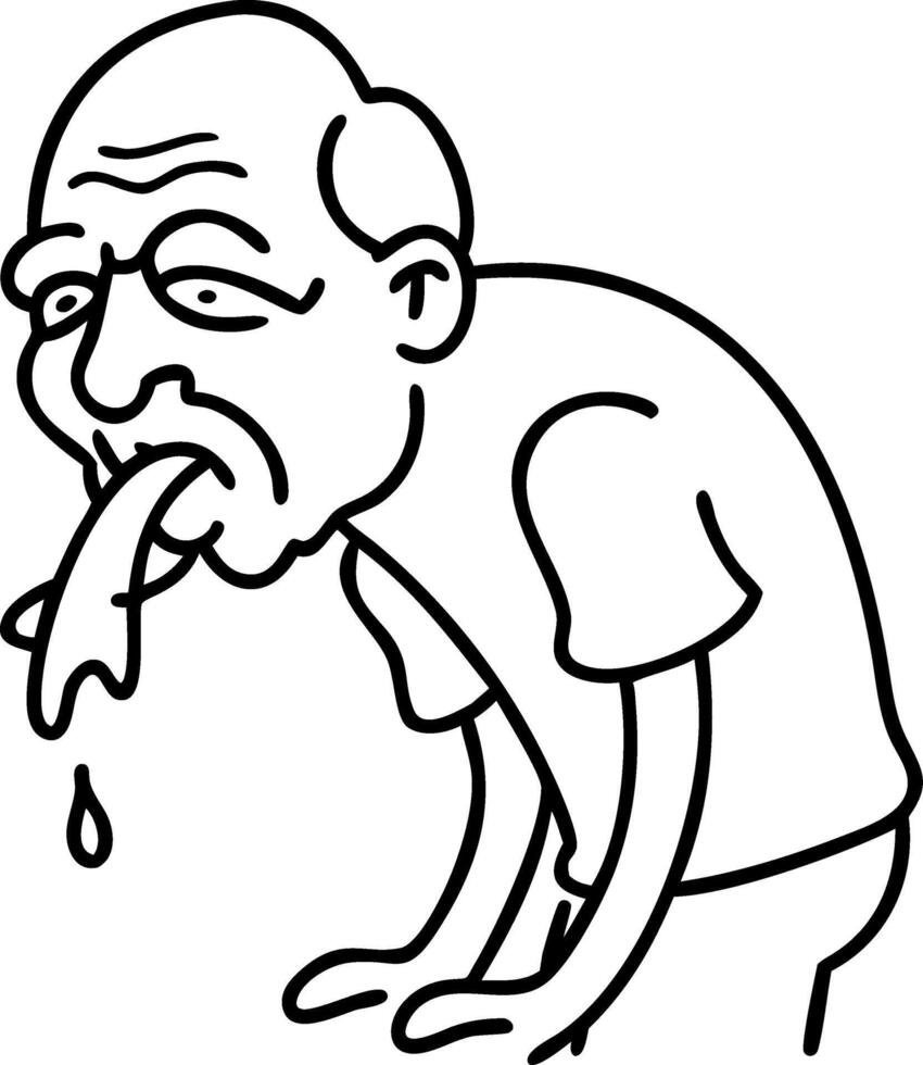 Sick Elderly Man Vomiting Illustration for Health Awareness Design vector
