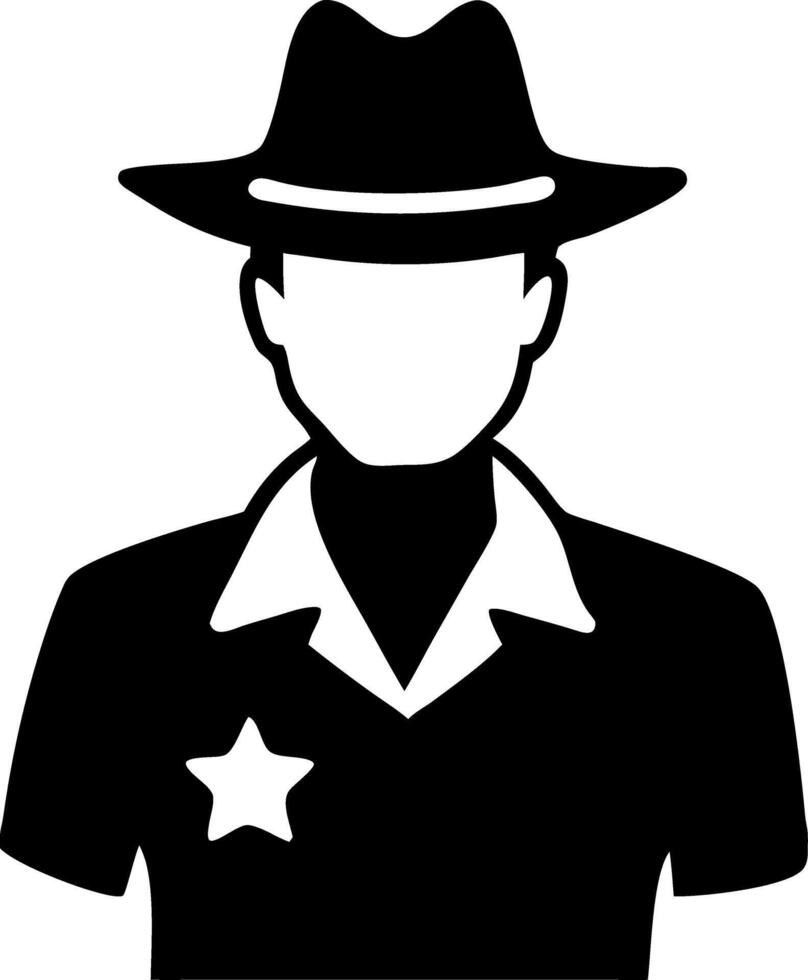 Silhouette Cowboy with Hat and Sheriff Badge for Posters and Designs vector