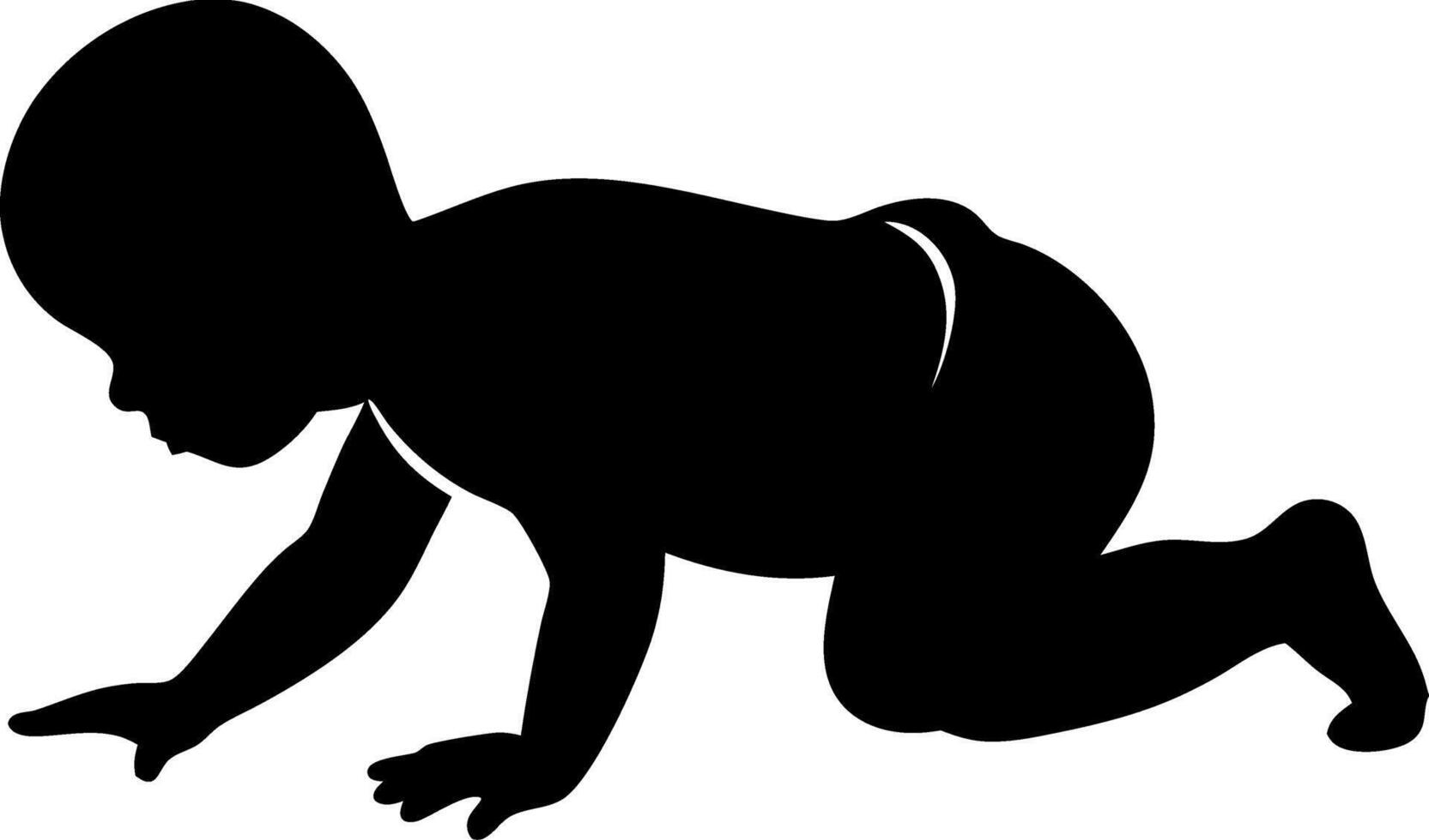 Silhouette of Crawling Baby Illustration for Child Development Designs vector