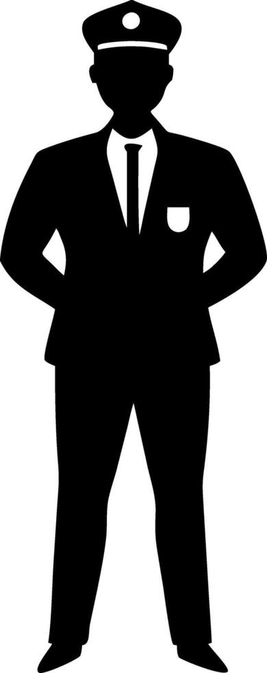 Silhouette of Police Officer in Uniform for Security and Law Representation Art vector