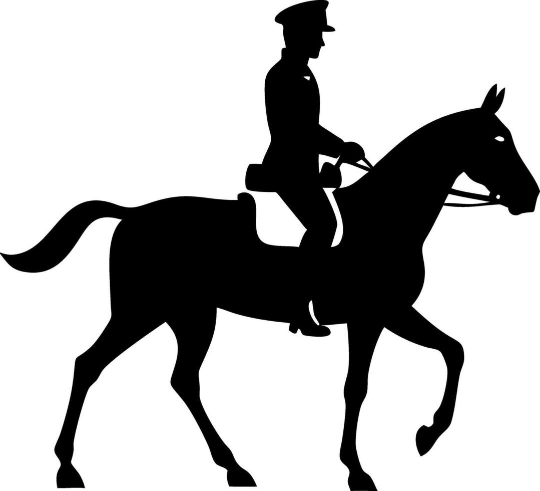 Silhouette of Uniformed Rider on Trotting Horse Equestrian Art vector