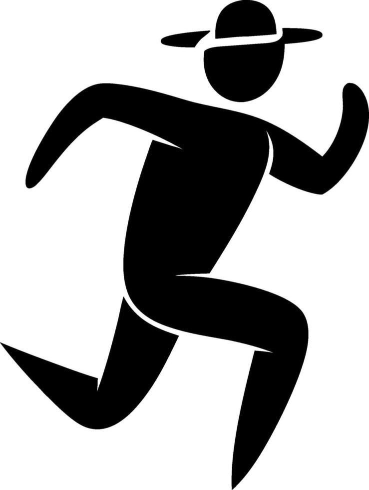 Silhouette Running Figure in Hat for Sports and Fitness Design vector