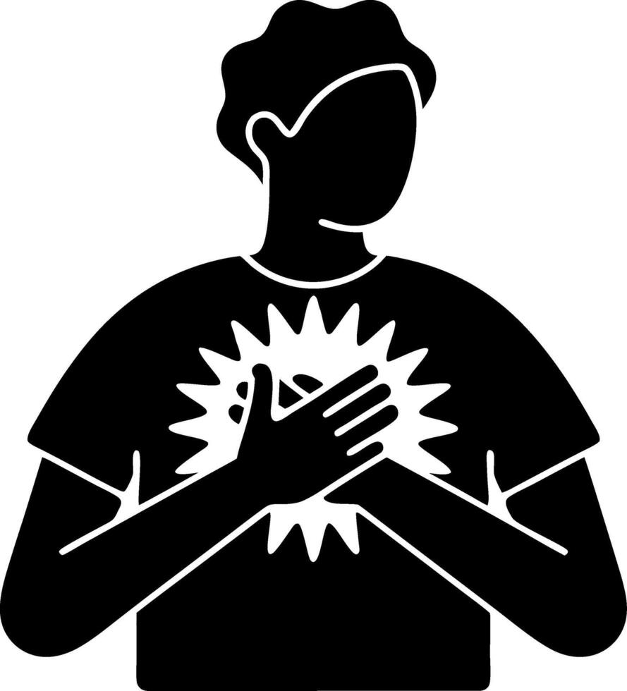 Silhouette Person Holding Heart Symbol Gesture Illustration vector