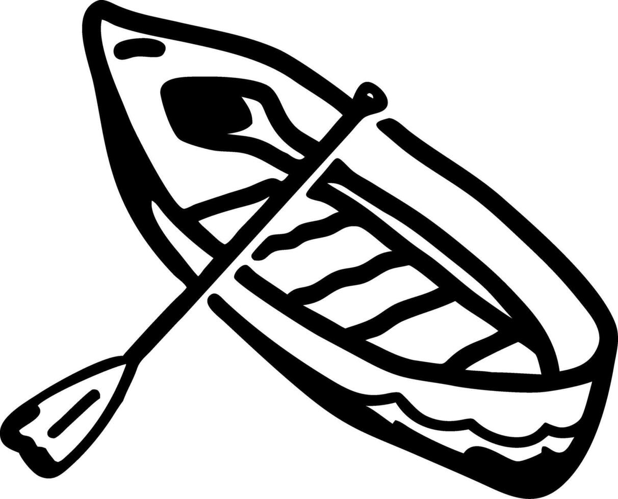 Simple Black and White Rowboat Illustration for Nautical Themes vector