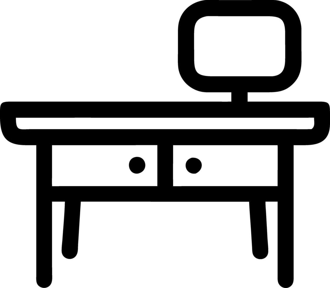 Simple Office Desk with Computer Illustration for Workspace Design vector