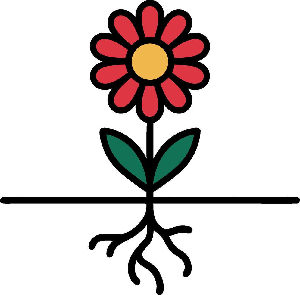 Simple Flower with Roots for Educational and Design Use vector