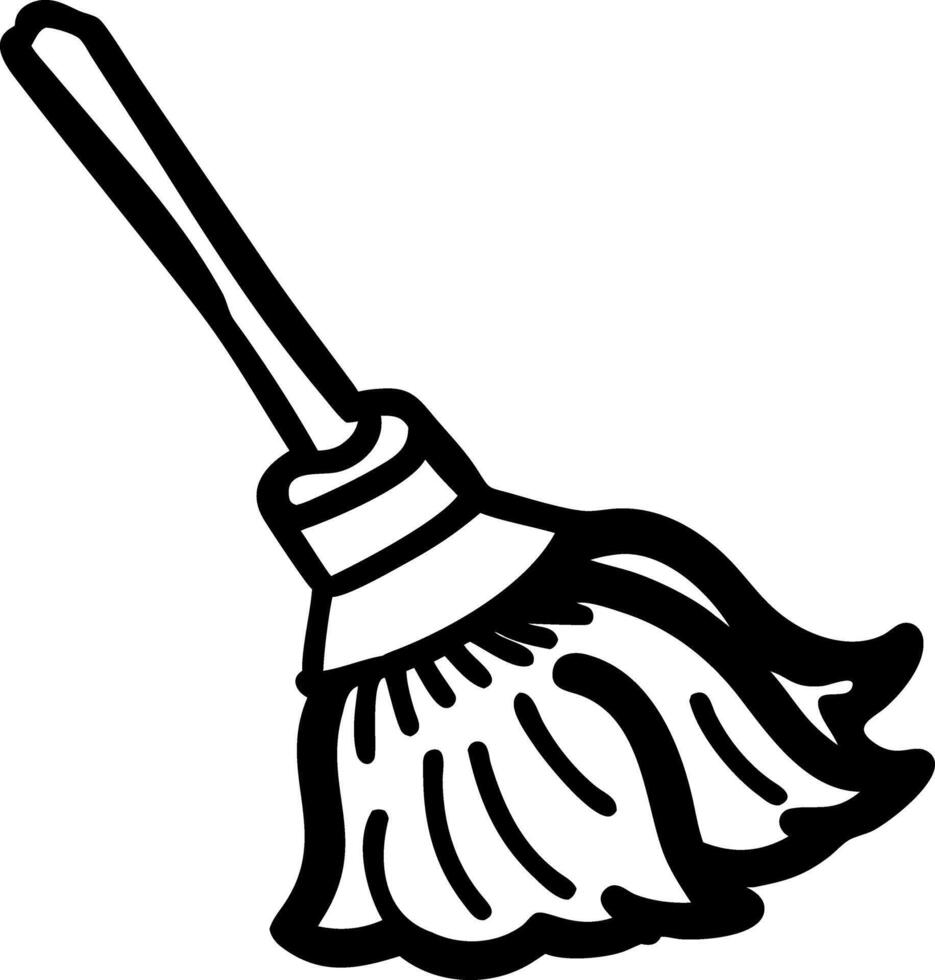 Simple Illustration Broom Black Outline for Cleaning Services and Educational Use vector