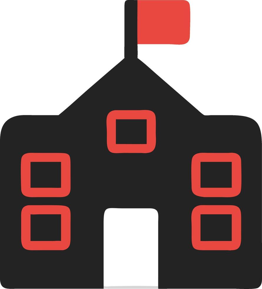 Simple Illustration School Building with Red Flag for Educational Designs vector