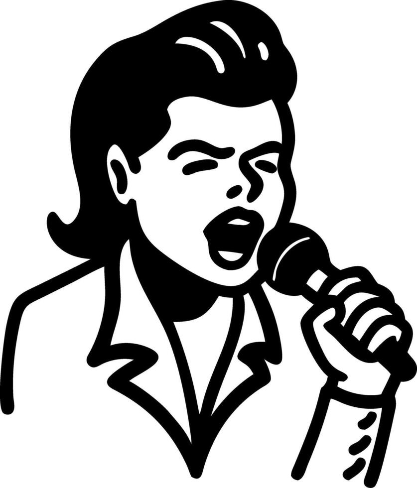 Singer Holding Microphone Illustration Retro Style Drawing vector