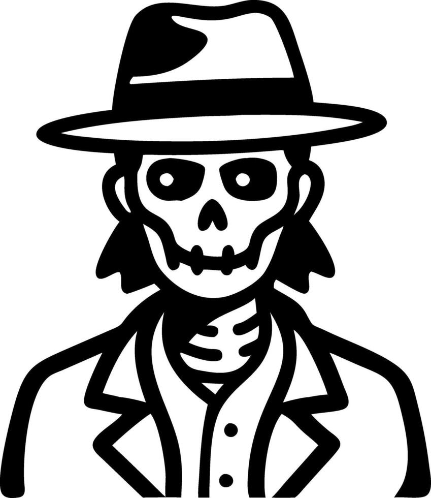 Skeleton in Fedora Hat and Suit for Tattoos and Halloween Designs vector