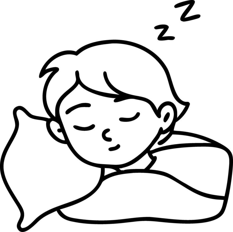 Sleeping Child Line Art Illustration for Kids Dream Concept vector