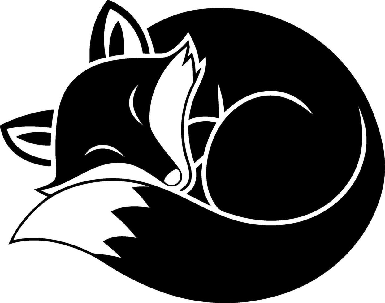 Sleeping Fox Illustration for Tattoos and Coloring Books vector