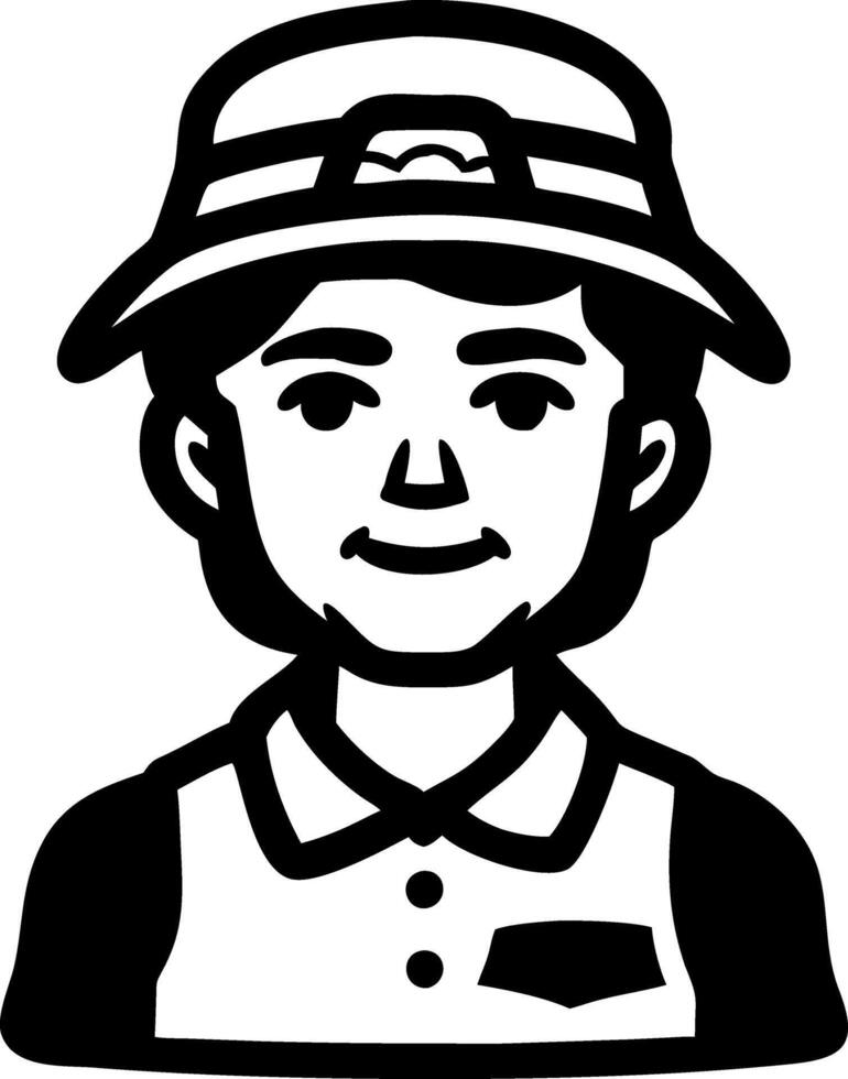 Smiling Cartoon Character with Hat and Uniform Illustration vector