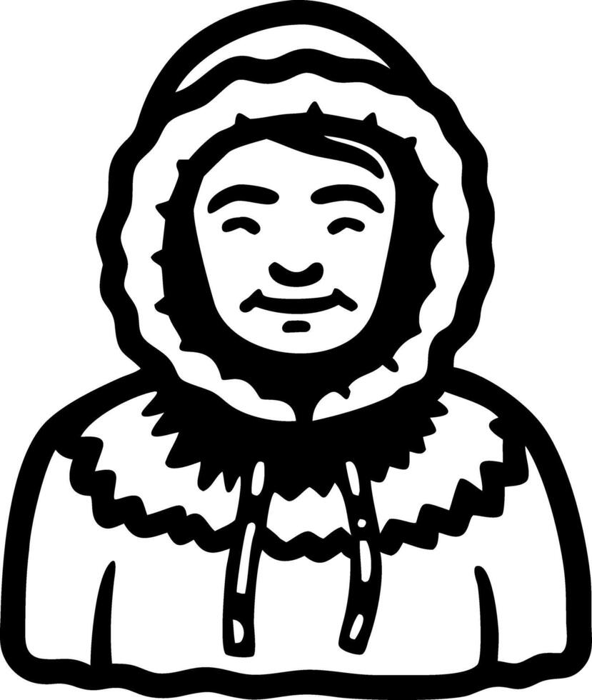 Smiling Inuit Man in Traditional Winter Parka Illustration vector