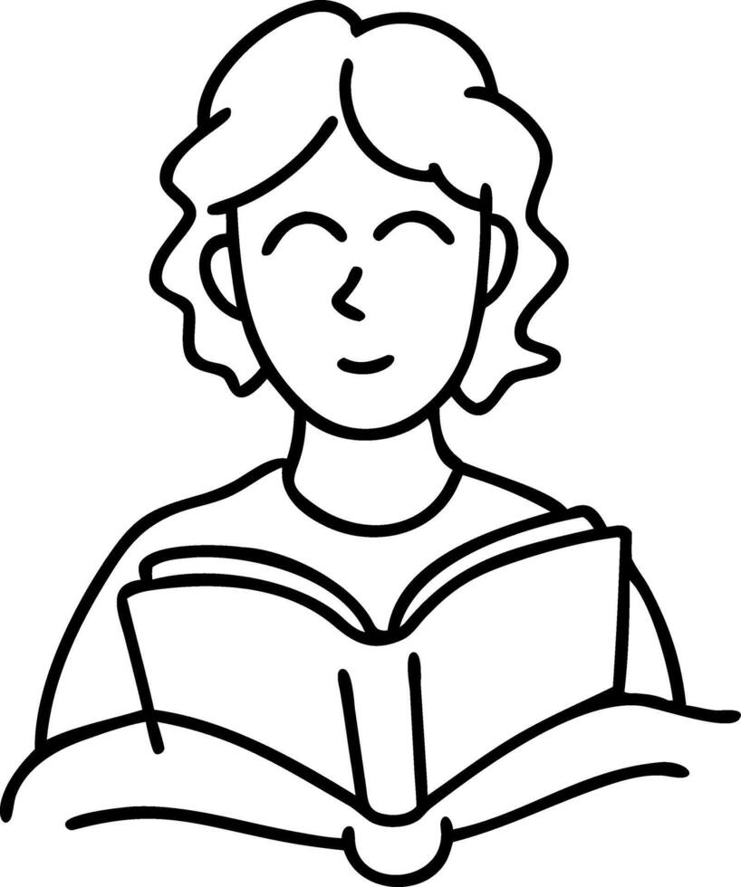Smiling Woman Reading Book Illustration for Educational and Inspirational Design vector