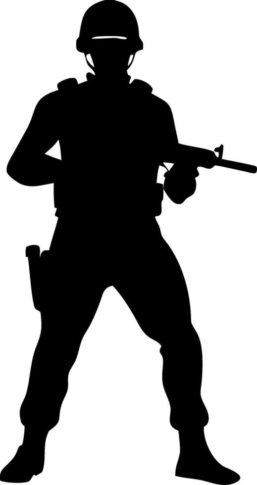 Soldier Silhouette with Rifle Military Illustration for Design and Decoration Projects vector