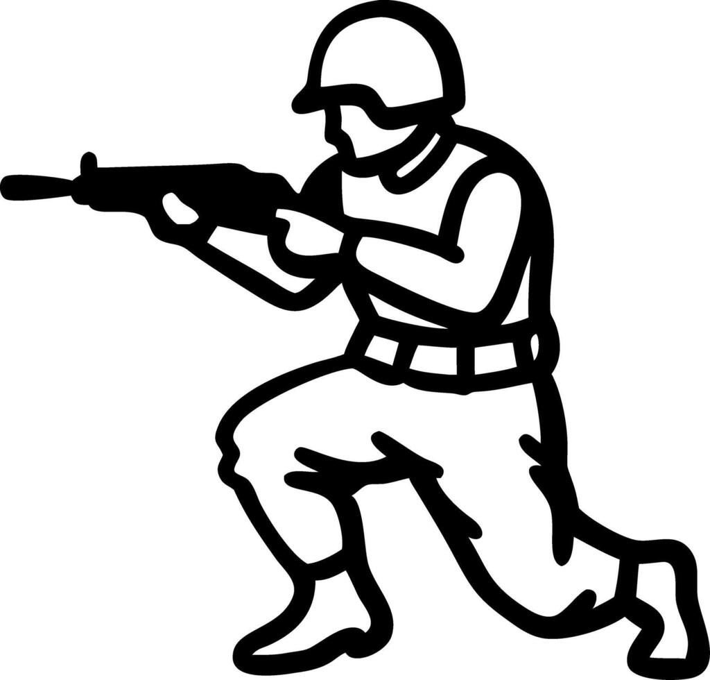 Soldier Silhouette Illustration for Tactical Design and Military Projects vector