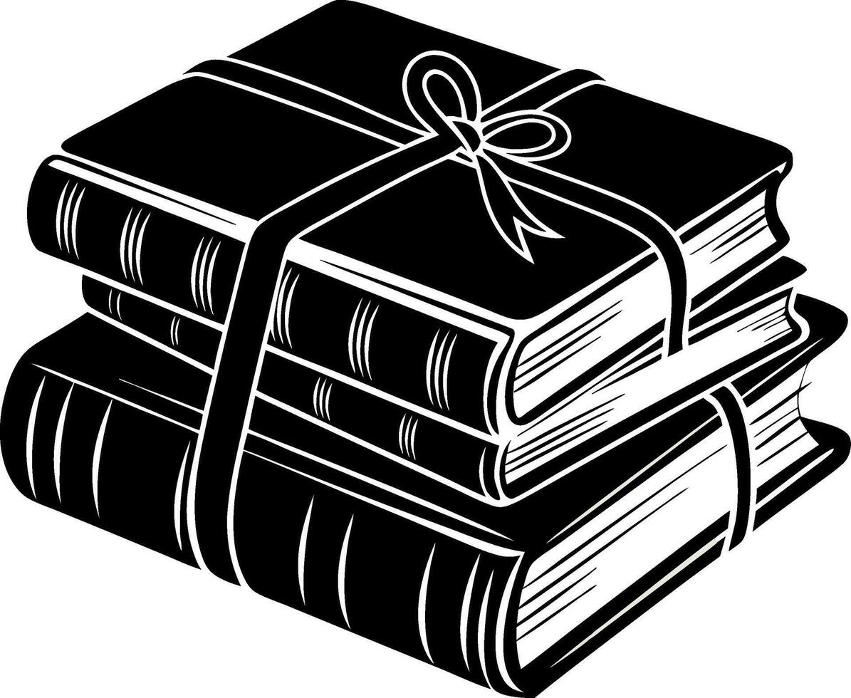 Stacked Vintage Books Wrapped with Ribbon Illustration for Retro Design Projects vector