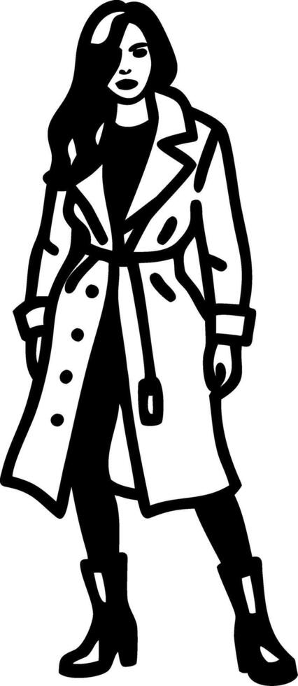 Stylish Woman in Trench Coat for Fashion Design and Illustration Projects vector