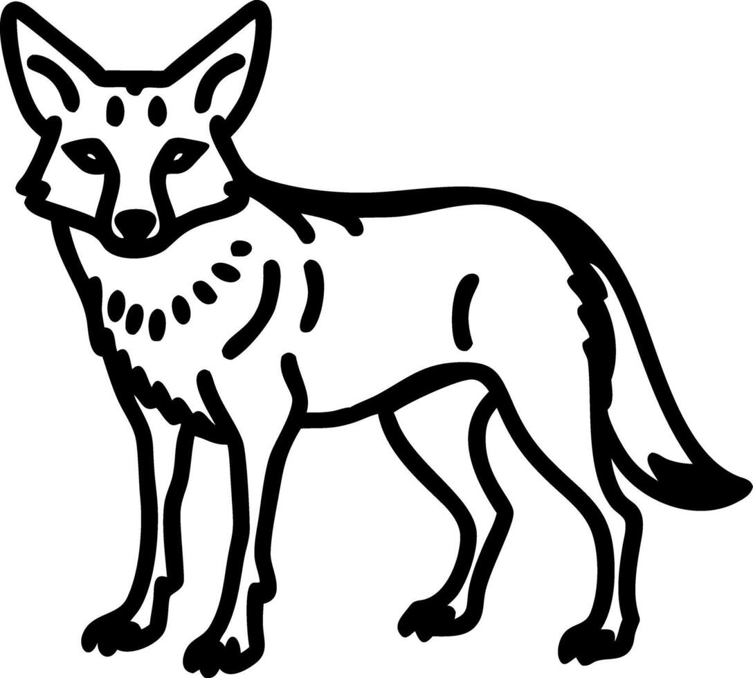 Stylized Fox Line Art Illustration for Tattoo and Coloring Book vector