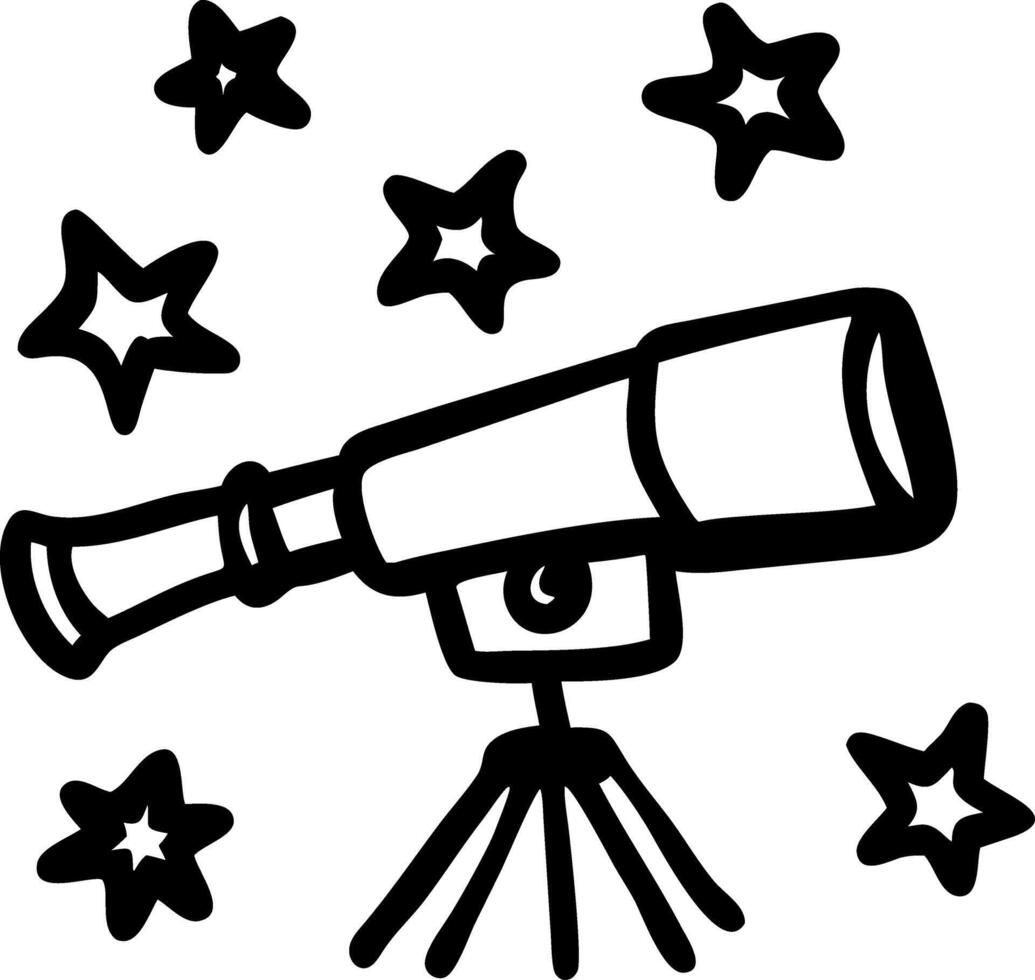 Telescope and Stars Drawing for Astronomy and Education Designs vector