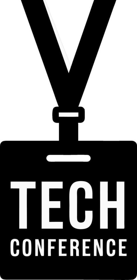 Tech Conference Badge Illustration for Event Branding and Design vector