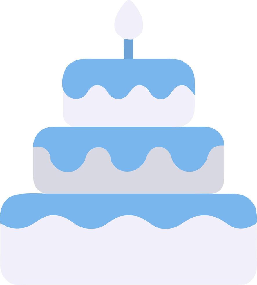 Three Tier Blue Birthday Cake Illustration with Candle for Celebrations and Invitations vector