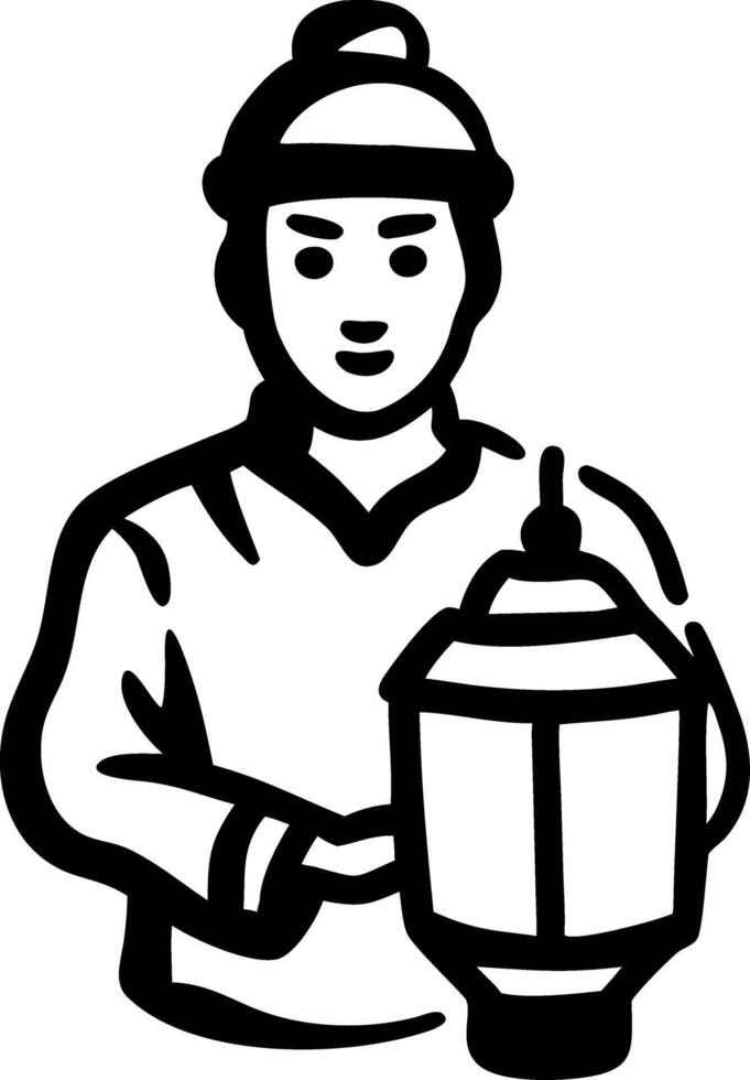 Traditional Chinese Lantern Bearer Illustration for Cultural Design vector