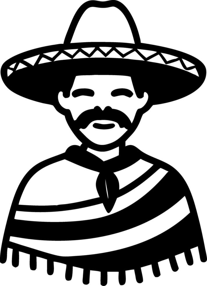Traditional Mexican Man in Sombrero and Poncho Illustration vector