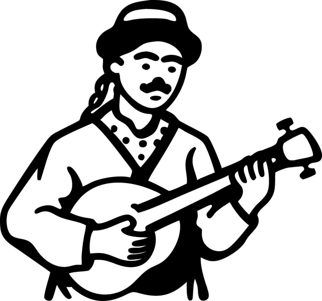 Traditional Musician Playing Banjo Illustration for Cultural Art Projects vector