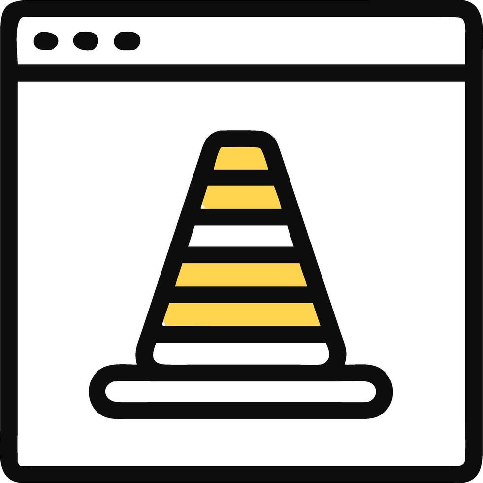 Traffic Cone Browser Window Web Design Safety Alert vector
