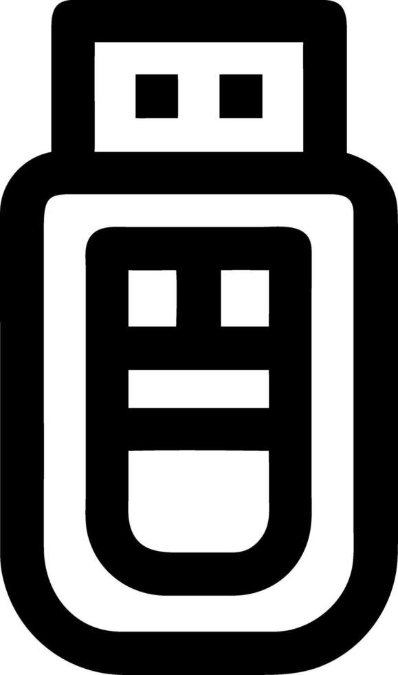 USB Flash Drive Outline Black and White Simple Design vector