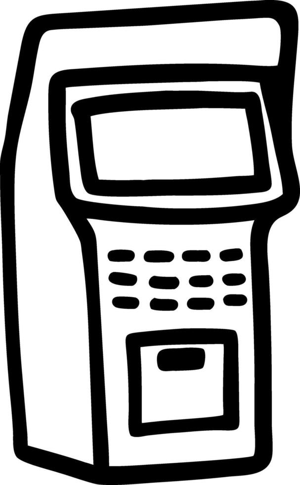 ATM Machine Illustration Black Outline for Financial and Banking Design vector