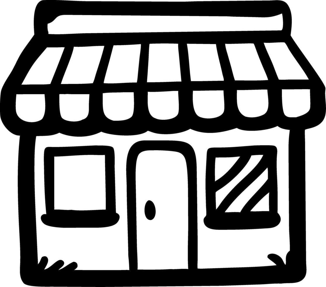 Black Line Art Small Shop for Business Applications and Graphic Design vector