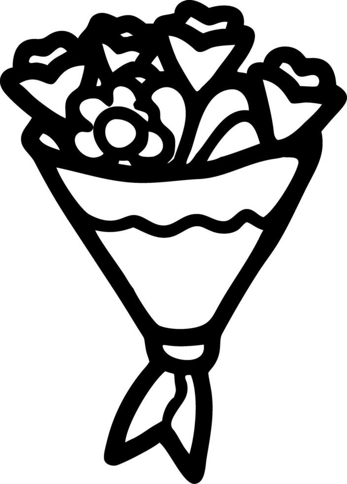 Bouquet of Flowers Line Art for Coloring Books and Tattoo Designs vector