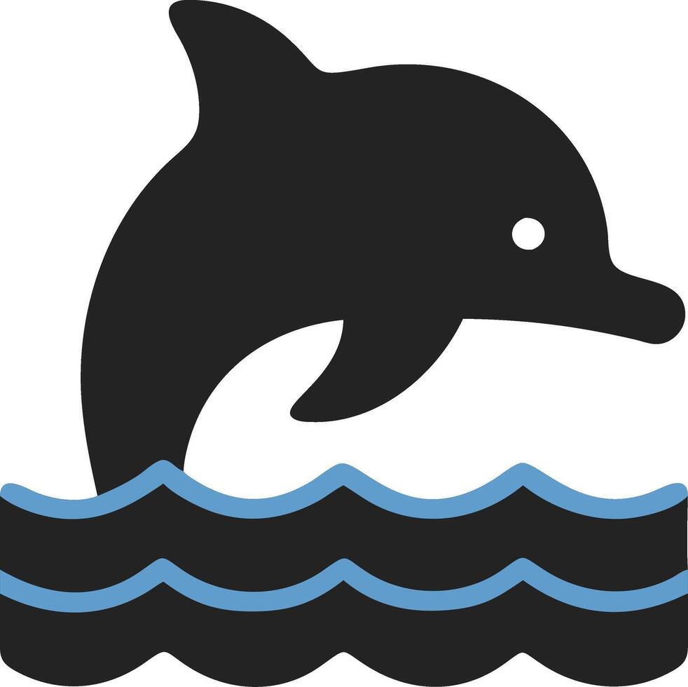 Dolphin Jumping Over Ocean Waves Simple Minimalist Design vector