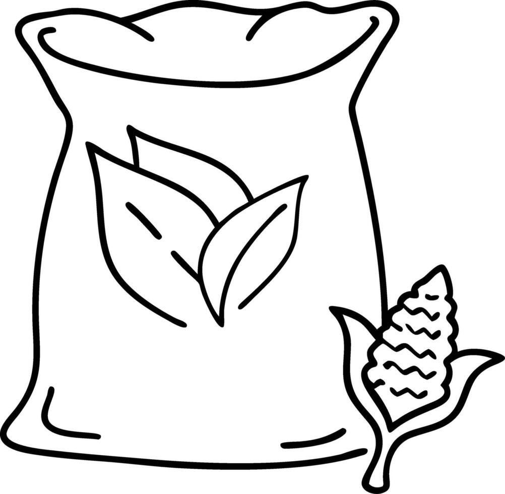 Illustration Bag of Seeds with Corn and Leaves Design for Agricultural Use vector