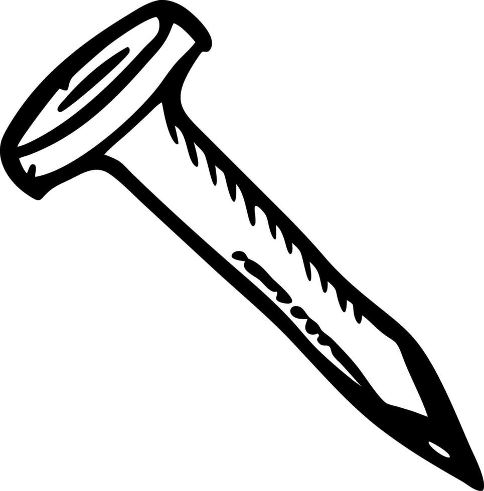 Illustration Black Ink Screw Nail Hardware Tool Design Art vector