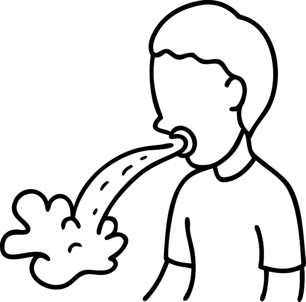 Illustration Child Vomiting Cartoon Style for Educational Health Materials vector