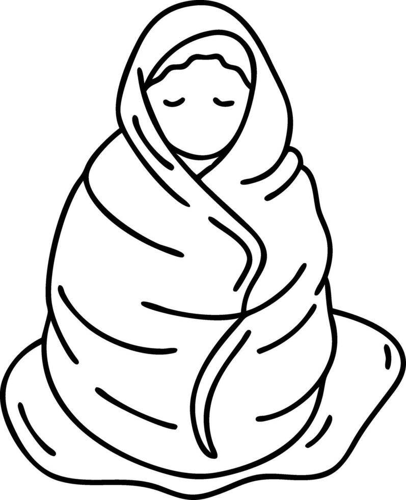 Illustration Cozy Wrapped Blanket Warmth Meditation Design vector