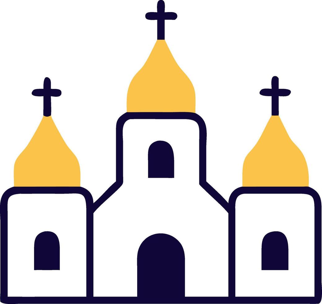 Illustration Eastern Orthodox Church with Golden Domes and Crosses for Design and Art Projects vector