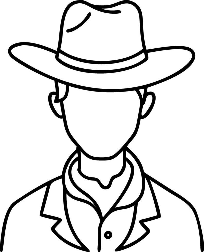 Illustration Faceless Cowboy Character in Hat and Jacket vector