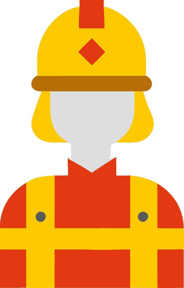 Illustration Firefighter in Yellow Helmet and Red Uniform vector