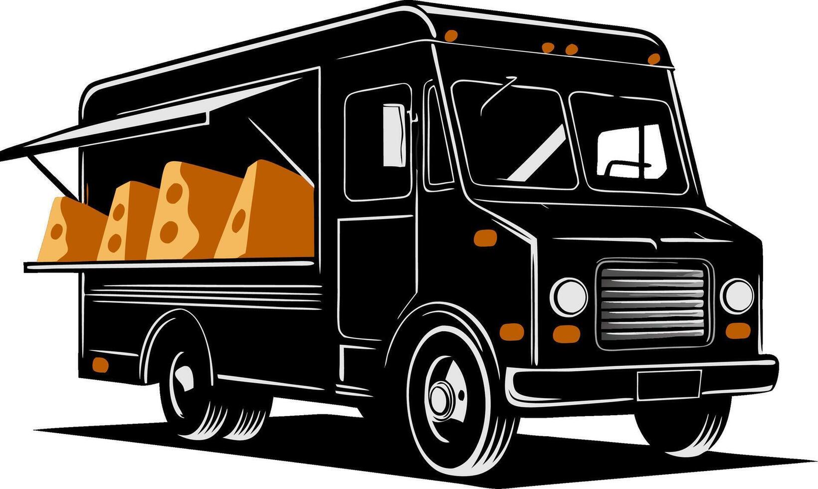 Illustration Gourmet Food Truck with Cheese Display for Marketing and Design vector