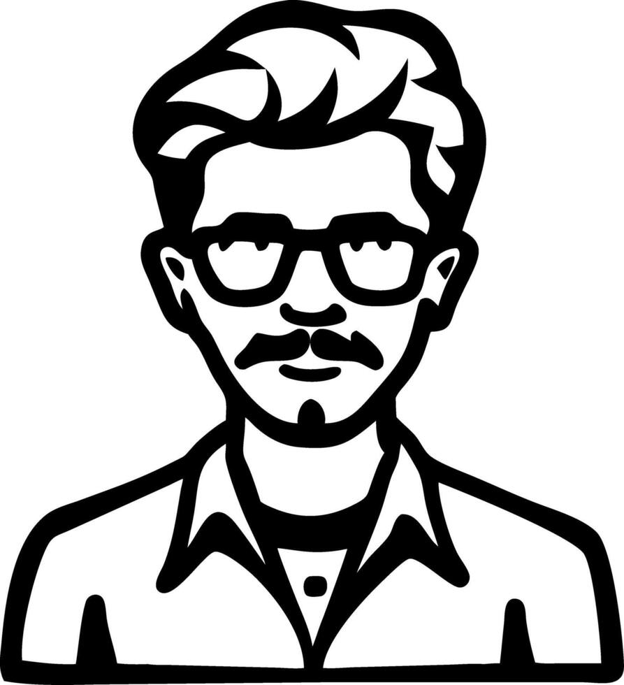 Illustration Hipster Man Wearing Glasses Minimalist Portrait Design vector