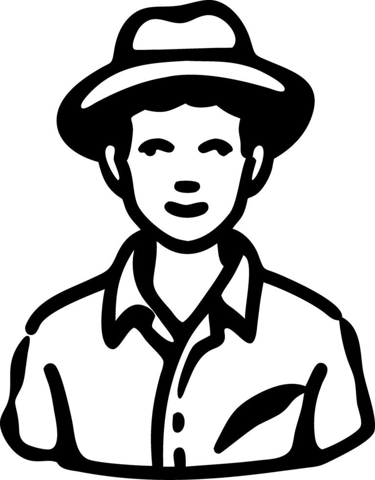 Illustration Happy Man Wearing Hat and Shirt Ideal for Tattoo and Coloring Book Use vector