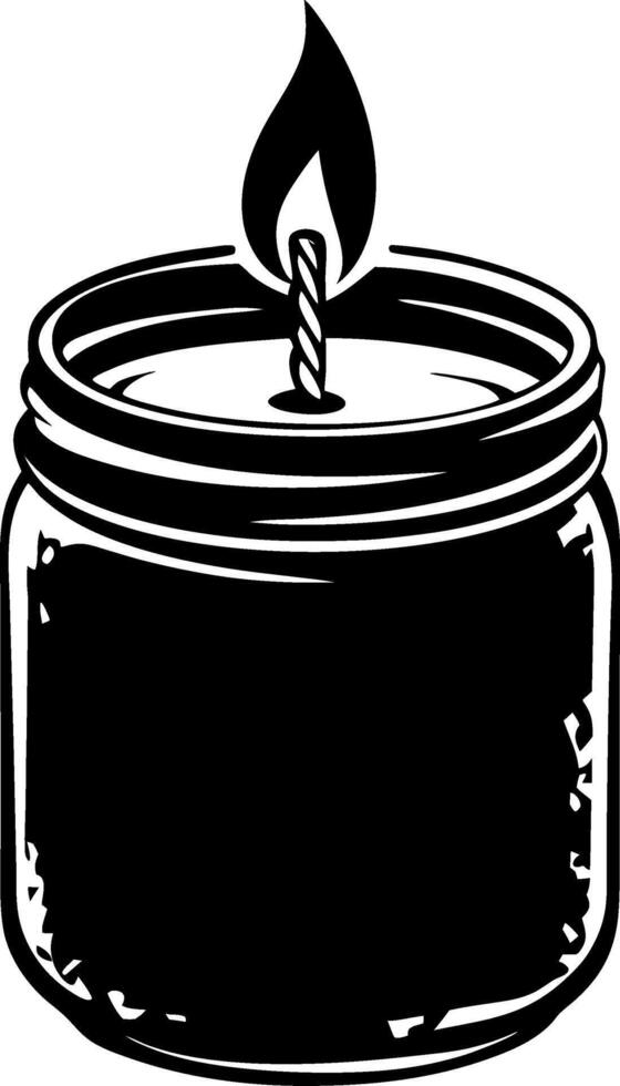 Illustration Jar Candle Flame Black and White Design for Art and Home Decor vector