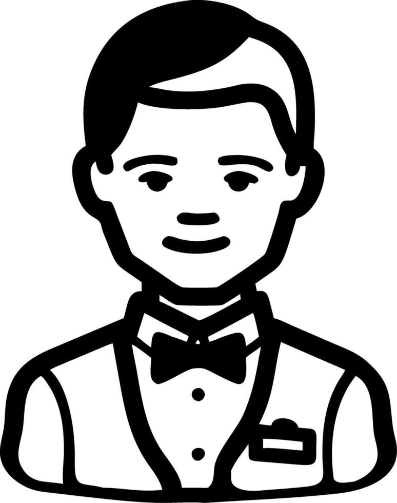 Illustration Male Employee Avatar in Formal Uniform with Bowtie vector