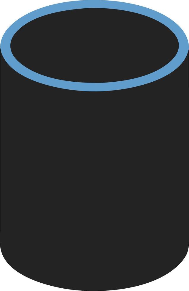 Illustration of Black Cylinder with Blue Rim on Grey Background for Design Projects vector