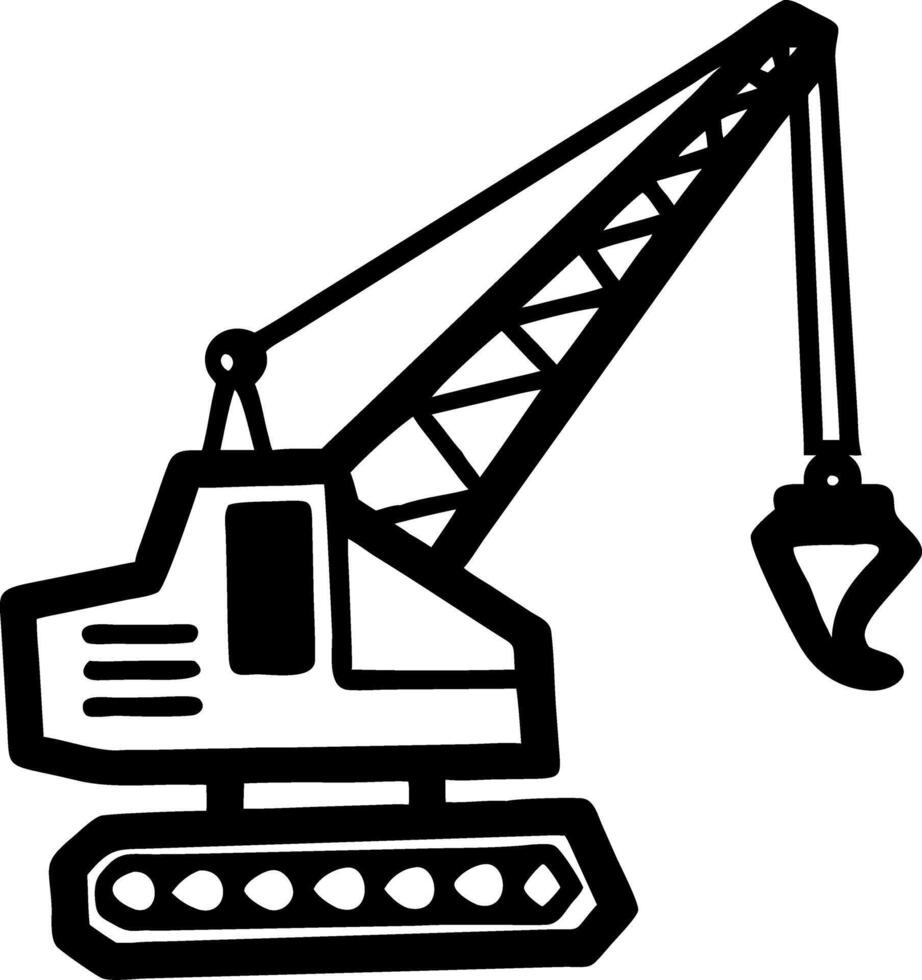 Illustration of Construction Excavator with Crane Hook for Industrial Designs vector